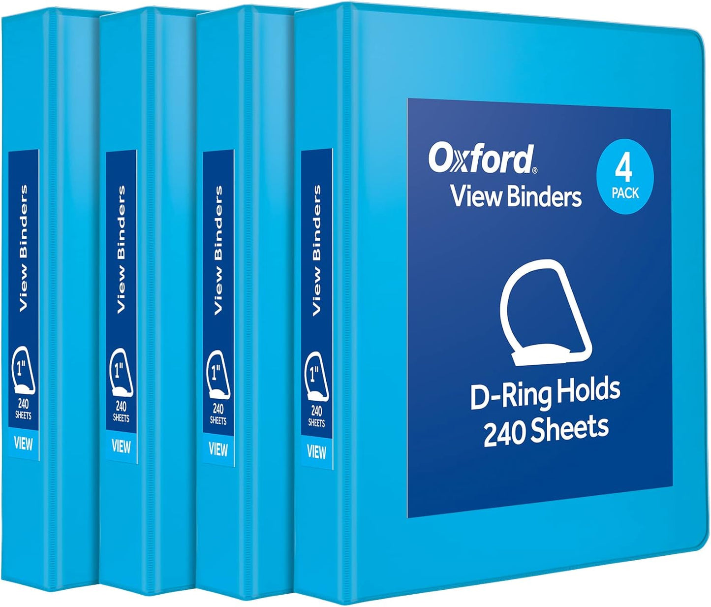 Oxford® 3 Ring Binders, Binders for School and Office, Durable 2 inch D Rings, Holds 540 Sheets, ClearVue™ Presentation Binder, Green, 4PK