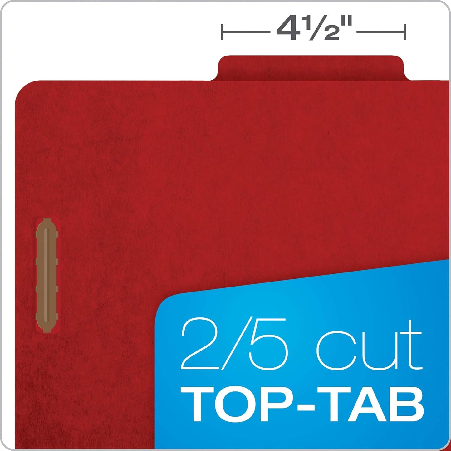Pendaflex Pressboard Classification File Folders, 3 Dividers, 2" Embedded Fasteners, 2/5 Tab Cut, Letter Size, Bright Red, Box of 10
