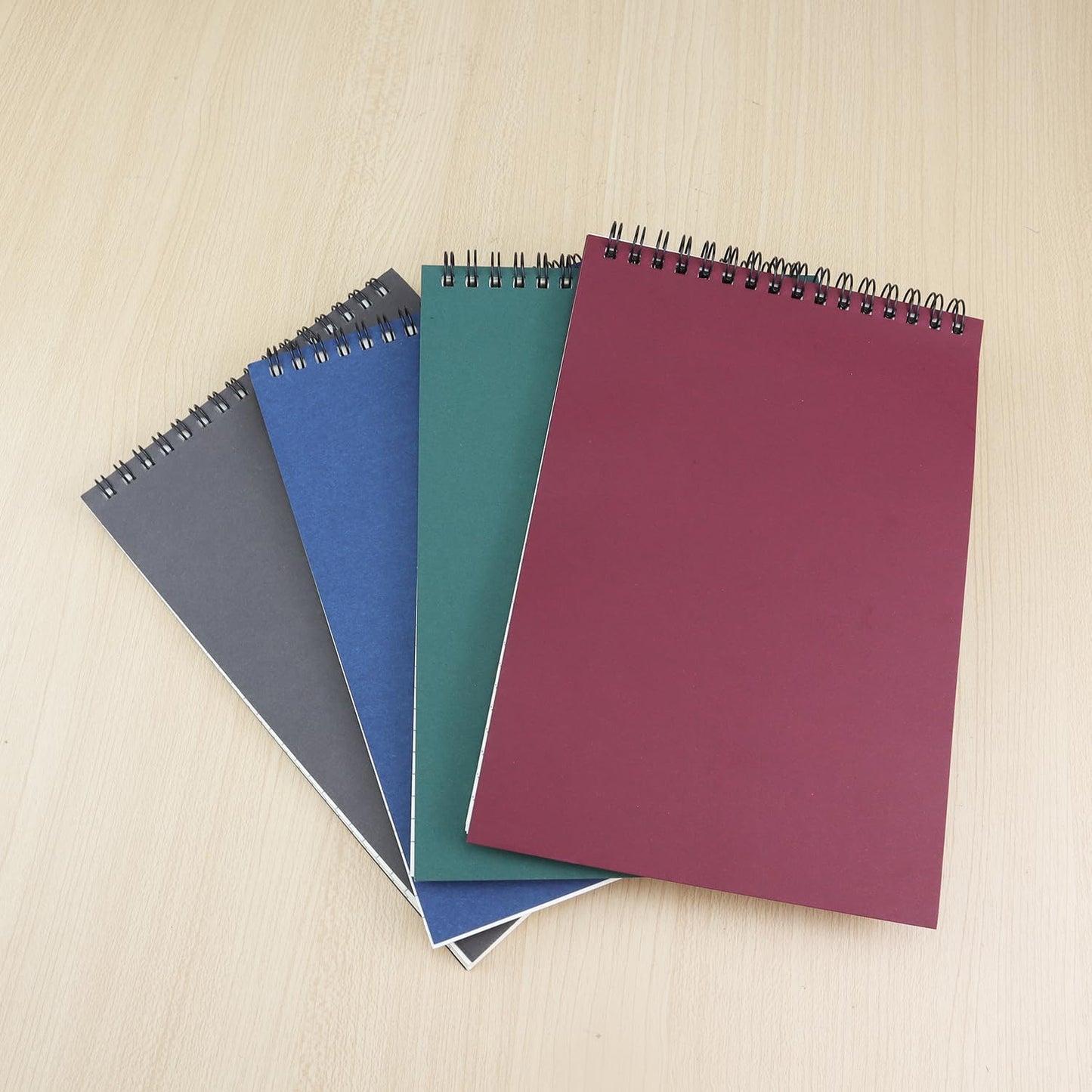 4 Pack Graph Paper Notebook, A5 Top Wirebound Grid Spiral Notebook 5.8" x 8.3",60 Sheets,5mm x 5mm Grid Paper,Grid Notepad for Students, Math, Engineering (Black)