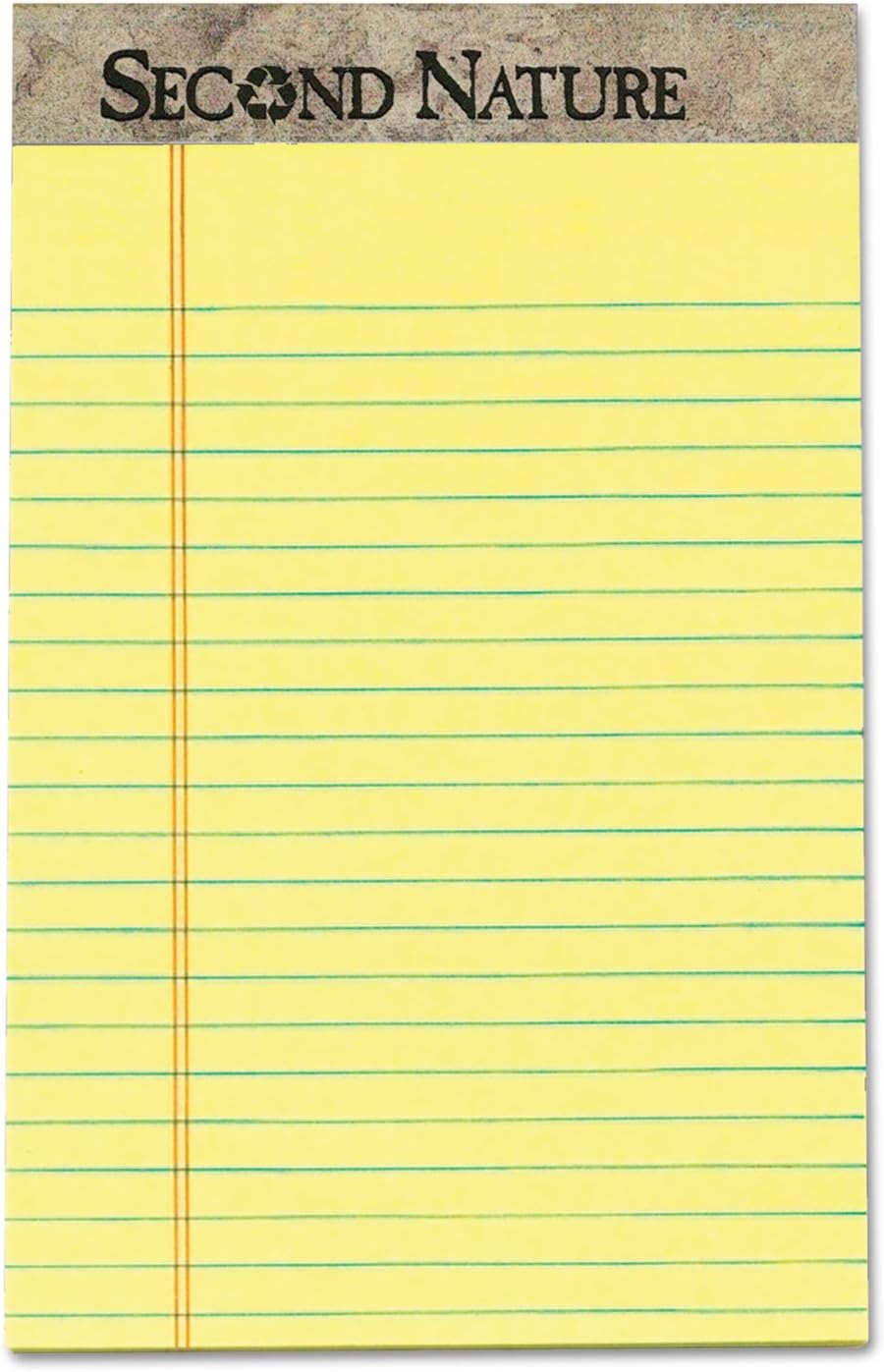 TOPS Second Nature 100% Recycled Legal Pad, 5 x 8 Inches, Perforated, Canary, Narrow Rule, 50 Sheets per Pad, 12 Pads per Pack (74840)