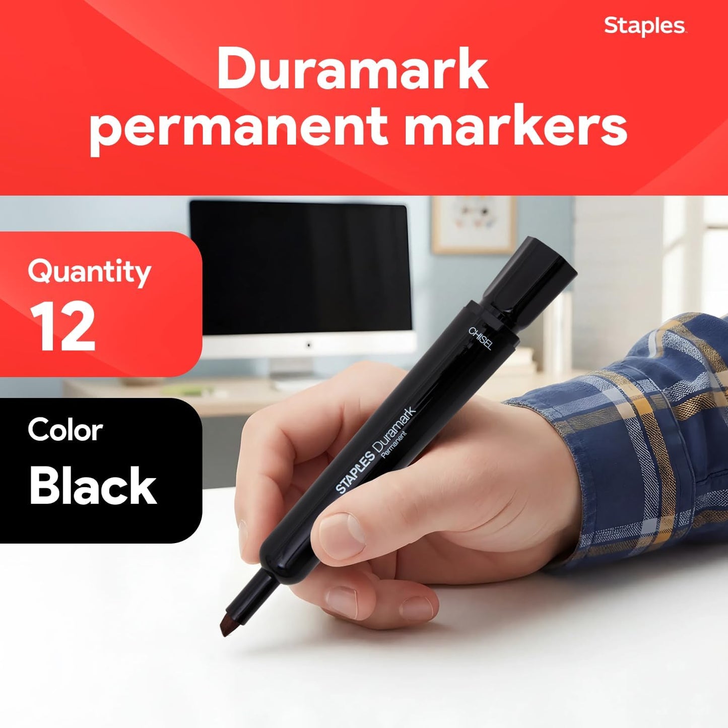 STAPLES Permanent Markers, Ultra Fine Tip, Black, 12 Pack – Duramark Precision Markers for Writing, Drawing & Labeling