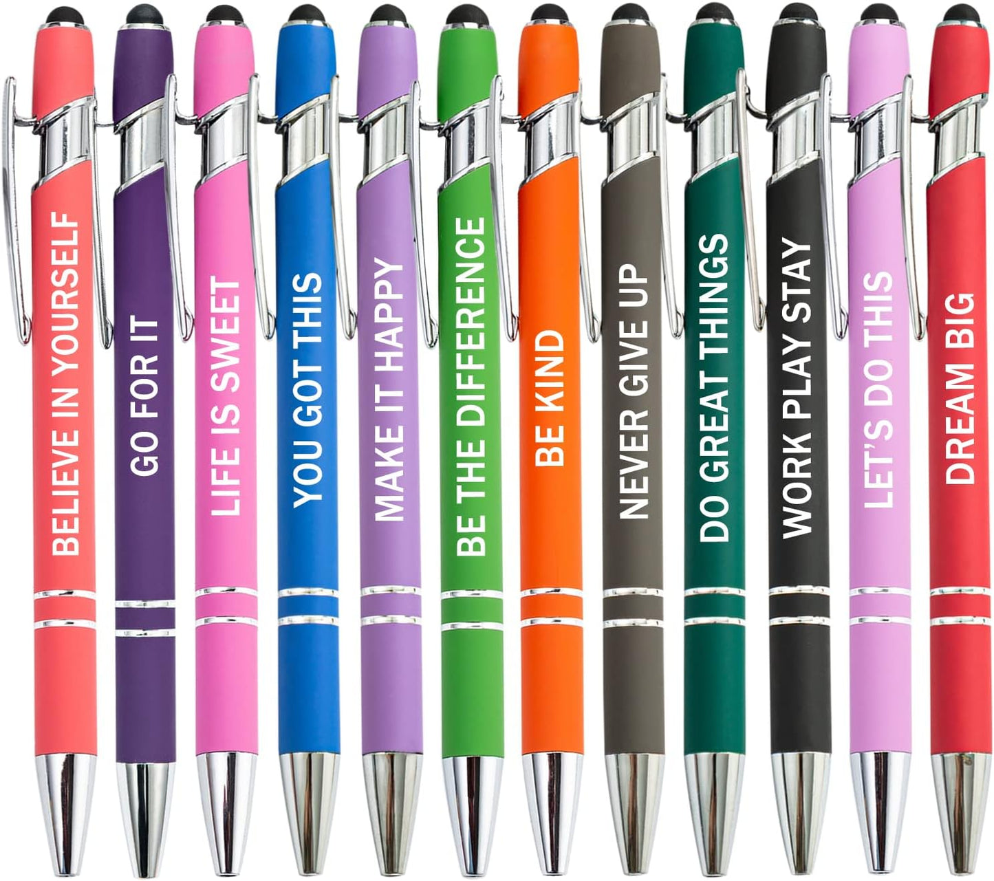 PASISIBICK 3.86 in Blue Ink Refills for Ballpoint Pen with Stylus Tip, Soft Touch Click Pen, 2 in 1 Metal Pens, Medium Point(Pack of 40)