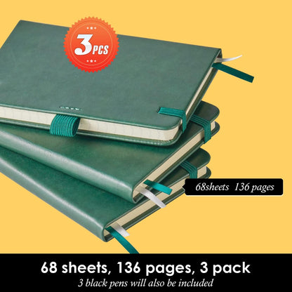 NIRMIRO Small Notebook Journals, 3 Pack Mini Pocket Note pads for Men & Women Writing, A6 Small Leather Notepad 3.7" x 5.7" with Pen, Black, Red, Green