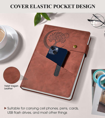 PAIBAS A5 Leather Journal Notebook, 365 Pages Thick Hardcover Lined Journal for Men & Women, Medium 5.9" x 8.4" College Ruled Notebooks for Work, School, Travel, Business,Note Taking,Writing Diary