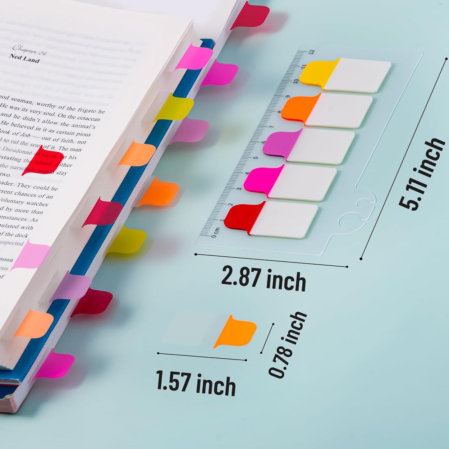 Golcellia Sticky Tabs - 600 Sheets Notebook Tabs - Sticky Flags, Index & Page Tabs - Durable Divider & Binder Tabs for Books & Bibles（6 Pcs, 5 - Color）