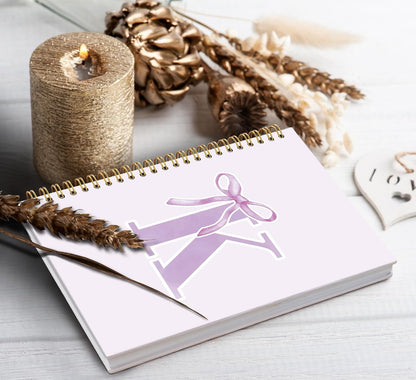 Blue Bow Journal Notebook for Girls,Initial H Journals Personalized Diary Gifts for Teen Girl Kids,Monogrammed Gifts for Women,Trendy Coquette Cute Hardcover Spiral Notebook 5.5 x 8.3 - Colors A