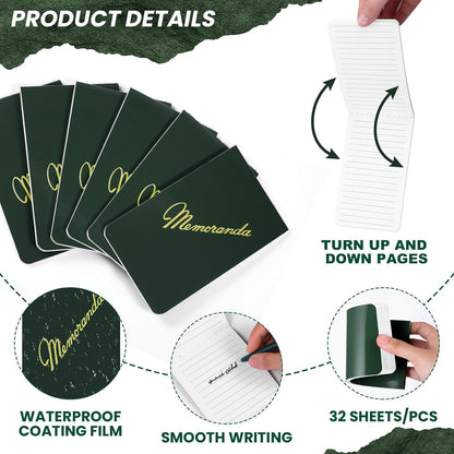 Faccito Memoranda Notebook and Pen Set Green Military Memorandum Book 3.3" x 5.5" Mini Utility Notepad Military Memo Book for Outdoor Recording Ranger School First Responder(12,Simple Style)