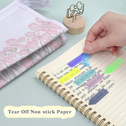Temiary 1200 Pieces Transparent Sticky Index Tabs, Page Markers for Annotating, Translucent Morandi Arrow Flag Tab for Bookmarks Bible Tabs Notebook School Supplies