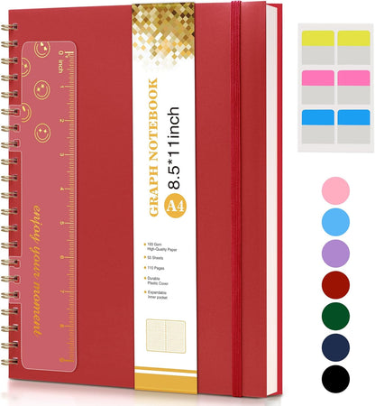 Spiral Notebook Journal 8.5” x 11”, A4 Large Pink Notebooks for Women Men, College Ruled Lined Journal, 100 GSM Paper, Plastic Hardcover Spiral Bound Journals for Work School Note Taking Business