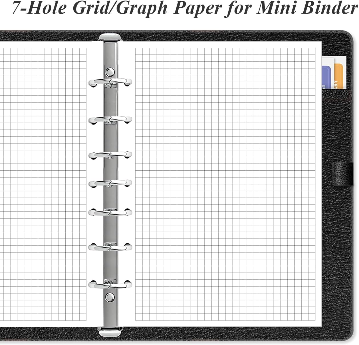 A5 Grid Refill Paper, 6-Hole Graph Paper, 100Sheets / 200Pages Loose-Leaf Grid Paper, 100gsm White Paper, 5.8" x 8.3 "