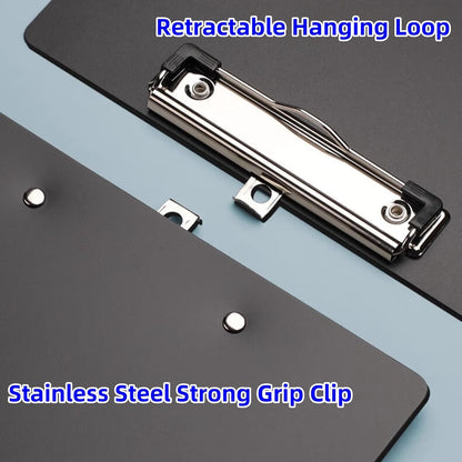 Plastic Clipboards, [Pack of 2] A4 Clipboard Folder 12.5x9 Inch Clip Boards with Secure Hold for Office & Classroom Supplies - Black