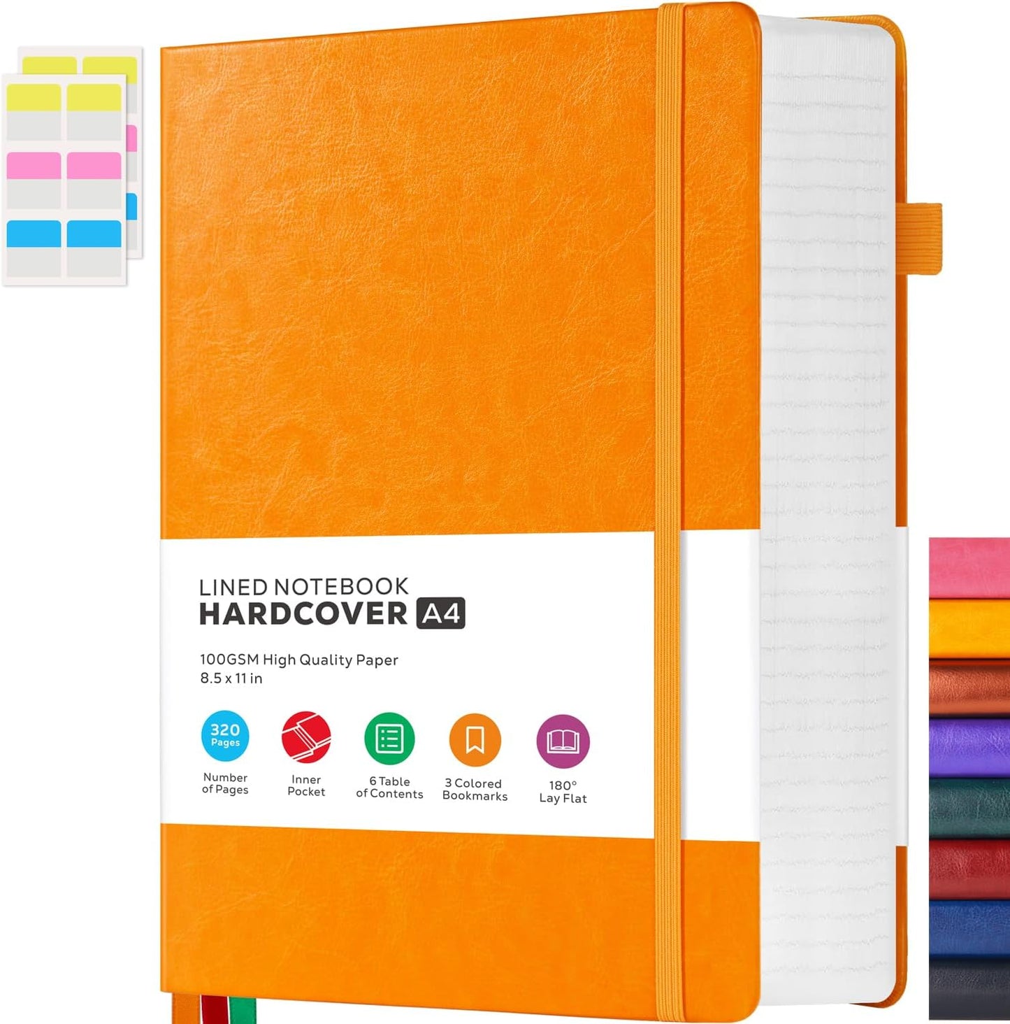 Hardcover Lined Notebook Journal for Writing, 320 Pages Leather Thick College Ruled Notebook Journal with 100GSM Paper, A5 (5.7'' X 8.4'') Daily Journal for Women Men Work Organization, Black