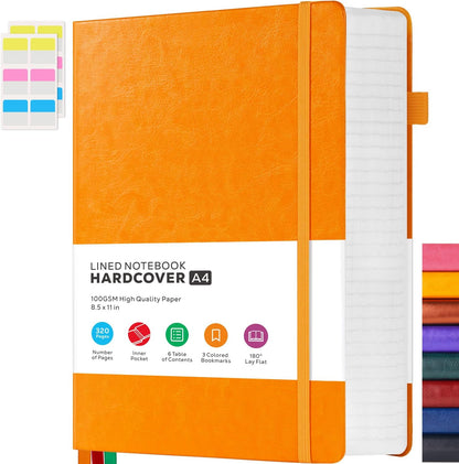 Hardcover Lined Notebook Journal for Writing, 320 Pages Leather Thick College Ruled Notebook Journal with 100GSM Paper, A5 (5.7'' X 8.4'') Daily Journal for Women Men Work Organization, Black