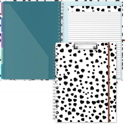 Hongri Clipboard Folio with Refillable Lined Notepad, 8.5 x 11 Folders with Storage 10 Pockets, Spiral Portfolio, Size 12.8X 9.7 in, Office & School Supplies, Skeleton