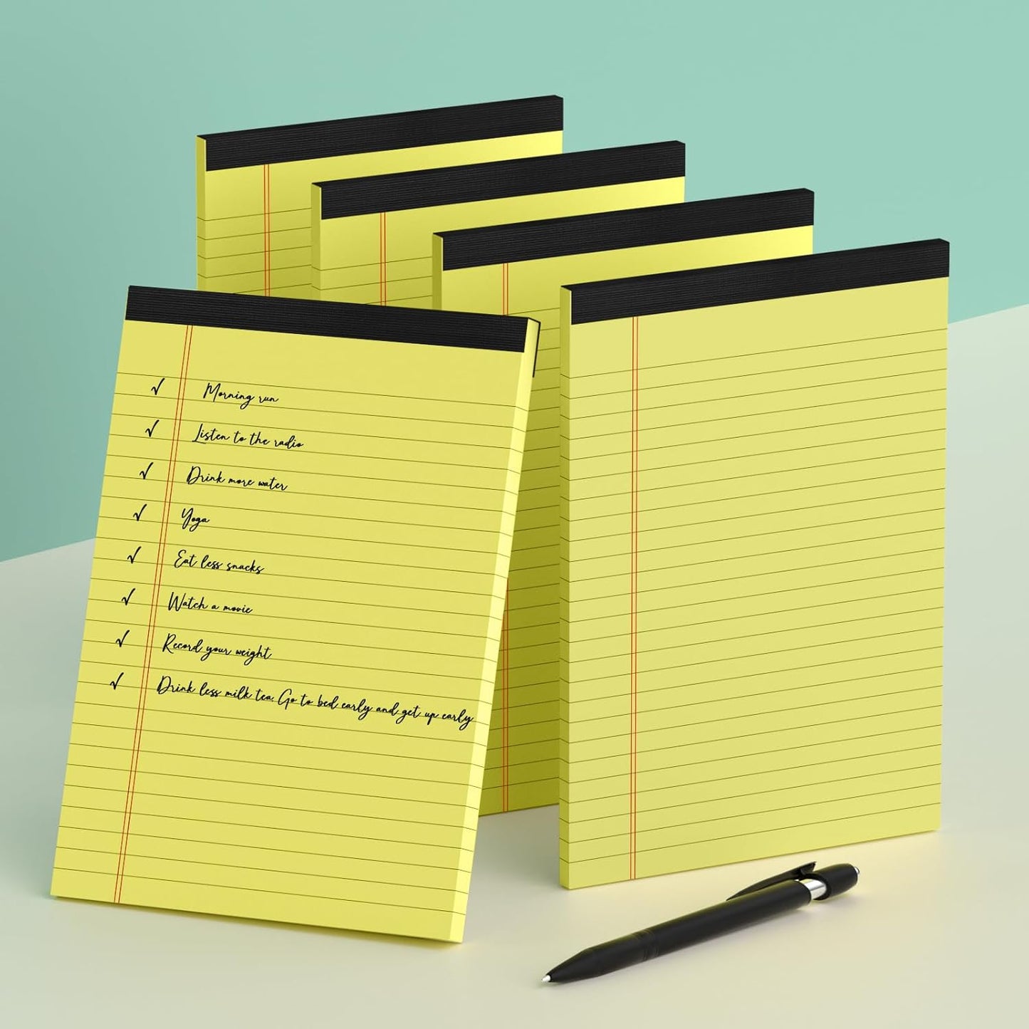8 Pack Yellow Legal Pads 5x8 Small Note Pads 240 Sheets Perforated Yellow Pads Paper Narrow Ruled Writing Pad 80gsm Premium Thick Paper College Ruled Legal Notepads for Students, Office, Business