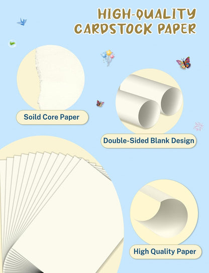 40 Sheets Cream Cardstock Paper 8.5 x 11, Ivory Cardstock Printer Paper 8.5x11, Off White Card Stock Paper 8.5 x 11, 200 GSM Construction Paper for DIY Cards, Greeting Cards, Wedding Invitations