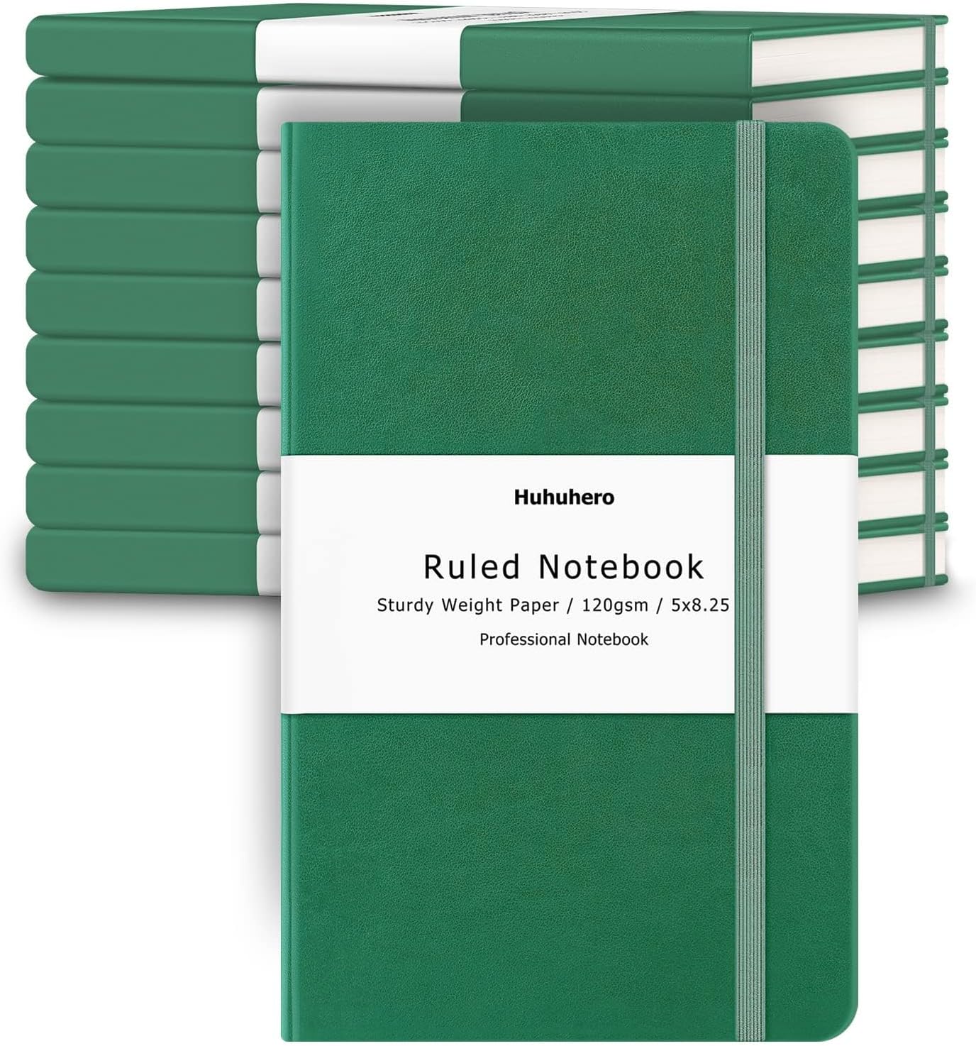 Huhuhero 5 Pack Lined Journal Notebooks, Hardcover Notebook for Work School Office, 5"×8.25", 120Gsm Thick Ruled Writing Journals for Note Taking Business, Black
