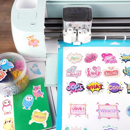 Lzerking Glossy Printable Vinyl Sticker Paper for Printer - 100 Sheets White Quick-Drying Waterproof, for Inkjet & Laser Printers, Compatible with Cricut for Small Business DIY Crafts 8.5x11in