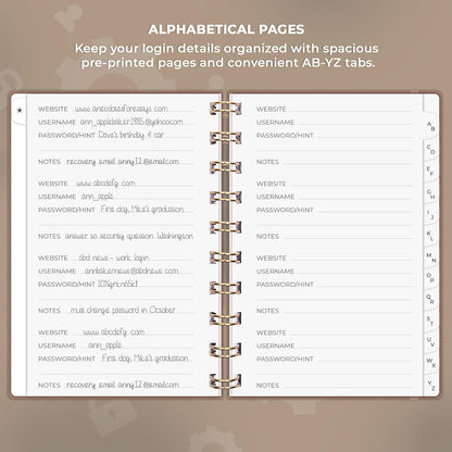 Clever Fox Password Book Spiral – Internet Address & Password Organizer with Laminated Alphabetical Tabs – Password Keeper Journal – Hardcover, Medium Size, 6.1x7.7” (Mystic Blue)