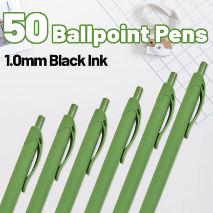 BallPoint Pens, 50 Pack (BLACK Ink),Bulk Pens, Black Barrel,Click Pens for Office Home and School, Retractable Ballpoint Pens, Medium Point, 1.00MM (Black)