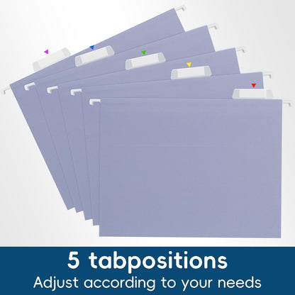 Blue Hanging File Folders,25 Pack Letter Size File Folders with 1/5-cut Tabs,Office Essentials for Filing Cabinet & Desk Storage