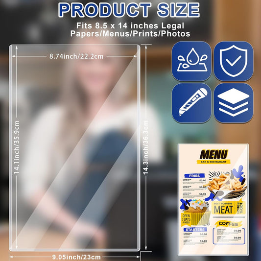 AKONEGE 5PCS 9" x 12" Rigid Print Protectors Clear Plastic Sheet Protectors, Heavy Duty Top Loading Document Holder, Menu Cover, Photo Poster Sleeves Hard Plastic Sleeves for Paper Art Prints