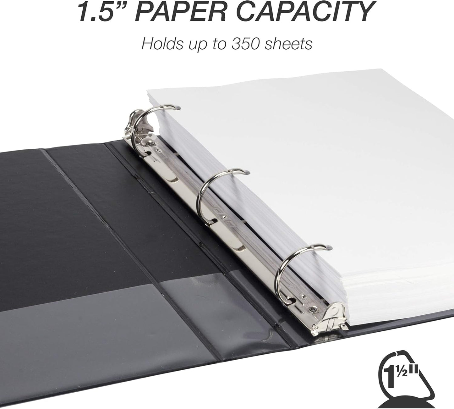 Samsill Durable 4 inch 3 Ring Binder, D Ring Binder, 100% Recycled Chipboard, Black, 2 Pack