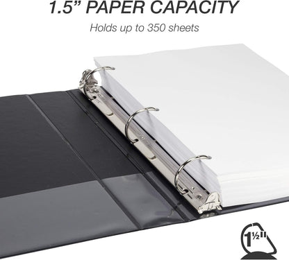 Samsill Durable 4 inch 3 Ring Binder, D Ring Binder, 100% Recycled Chipboard, Black, 2 Pack