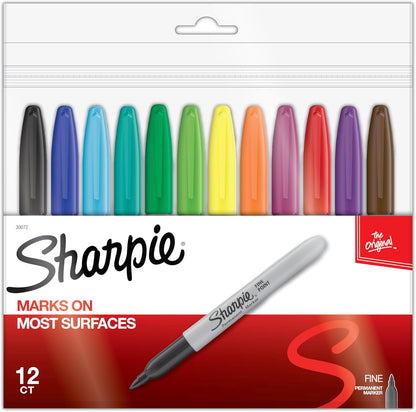Sharpie Permanent Markers, Fine Point, 8 Count - School, Office, Arts & Crafts, Desk Supplies