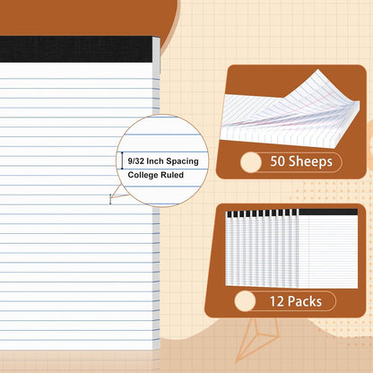 Legal Pads 8.5 X11, Narrow Ruled Notepads, 2 Pack, 50 Sheet/Pad, White Legal Pads, Tear Off Notepad, Perforated Writing Pad, Notebook Paper College Ruled, Notepads for Office Home School, Notepad