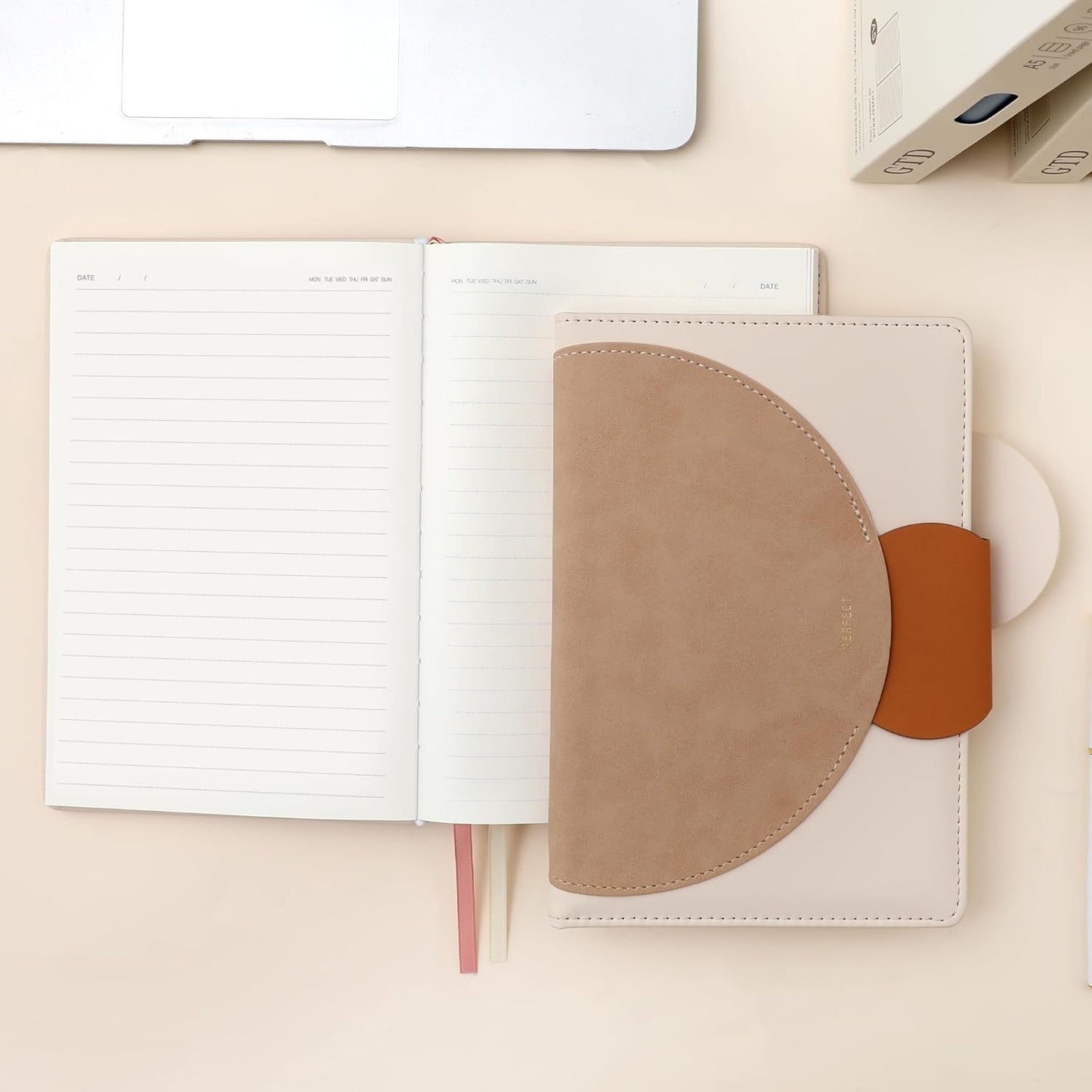 CAGIE Lined Journal for Women, 100GSM Leather Journals for Writing with Buckle Closure,A5 Hardcover Diary Journaling Notebooks for Business Work School Note Taking 5.9" x8.5 (Brown)