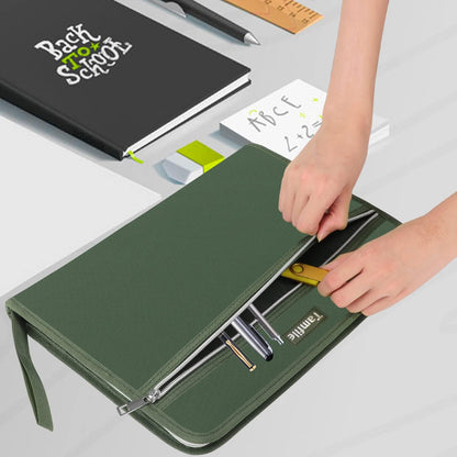 Tamfile Fireproof Accordion File Organizer with Handle, 13 Pocket Transparent Expanding File Folder with Zipper & Labels, File Folder with Multi-Pockets Paper Organizer Folder for Letter A4 Files