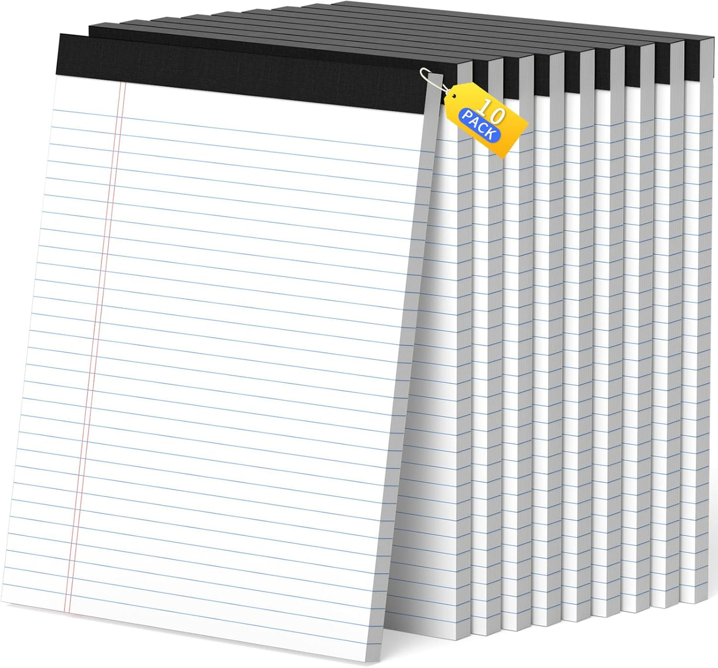 Legal Pads 8.5 x 11, White Note Pads, Wide Ruled Paper - 2 Pack (100 Sheets Total), Thick 80gsm Premium Writing Pads with Perforated Pages & Sturdy Backing Board for Office, School, Home