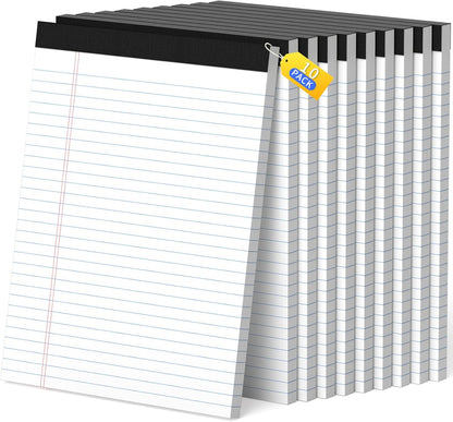 Legal Pads 8.5 x 11, White Note Pads, Wide Ruled Paper - 2 Pack (100 Sheets Total), Thick 80gsm Premium Writing Pads with Perforated Pages & Sturdy Backing Board for Office, School, Home