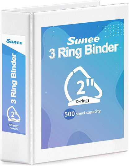 SUNEE 3 Ring Binder 2 Inch, Clear View Binder Three Ring PVC-Free (Fit 8.5x11 Inches) for School or Office Supplies, Light Purple, 1 Pack