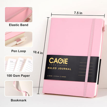 CAGIE Bullet Dotted Journal Notebook 320 Pages 100 GSM Paper Hardcover A5 Dot Grid Notebook Leather Journals for Writing Women Men Work Journaling, Green