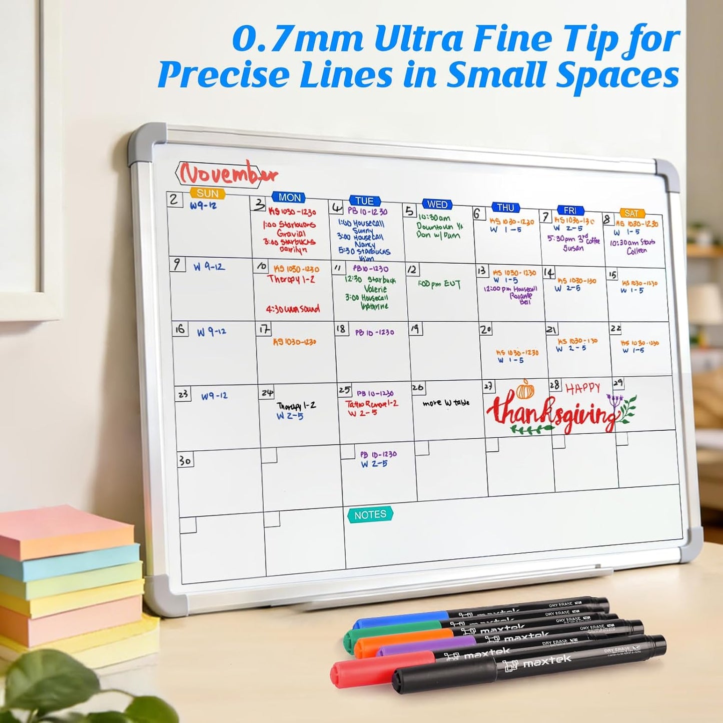 maxtek Low Odor Dry Erase Markers Chisel Tip, Whiteboard Markers Set 4 Count with 1 Magnetic Eraser