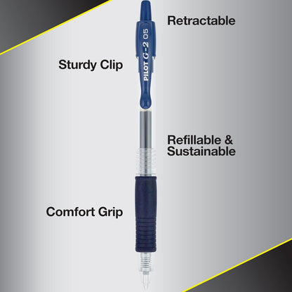 PILOT G2 Premium Refillable and Retractable Rolling Ball Gel Pens, Extra Fine Point, Black Ink, 12-Pack (31002)