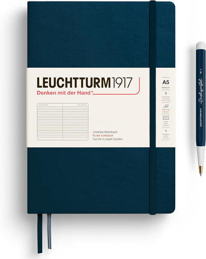 LEUCHTTURM1917 - Notebook Hardcover Medium A5-251 Numbered Pages for Writing and Journaling - Thinking Ahead (Plain Paper, Spice Brown)
