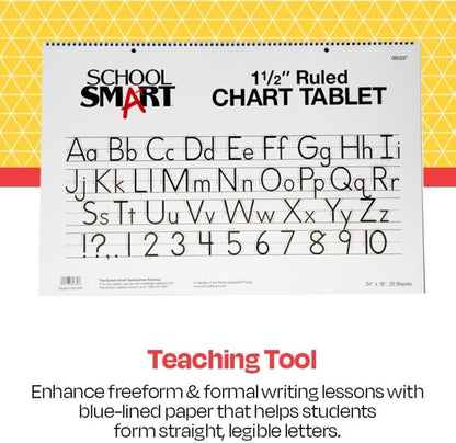 School Smart Chart Tablet, 24 x 16 Inches, 1 Inch Rule, 25 Sheets