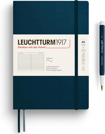 LEUCHTTURM1917 - Notebook Softcover Medium A5-123 Numbered Pages for Writing and Journaling - Thinking Ahead (Dotted Paper, Spice Brown)