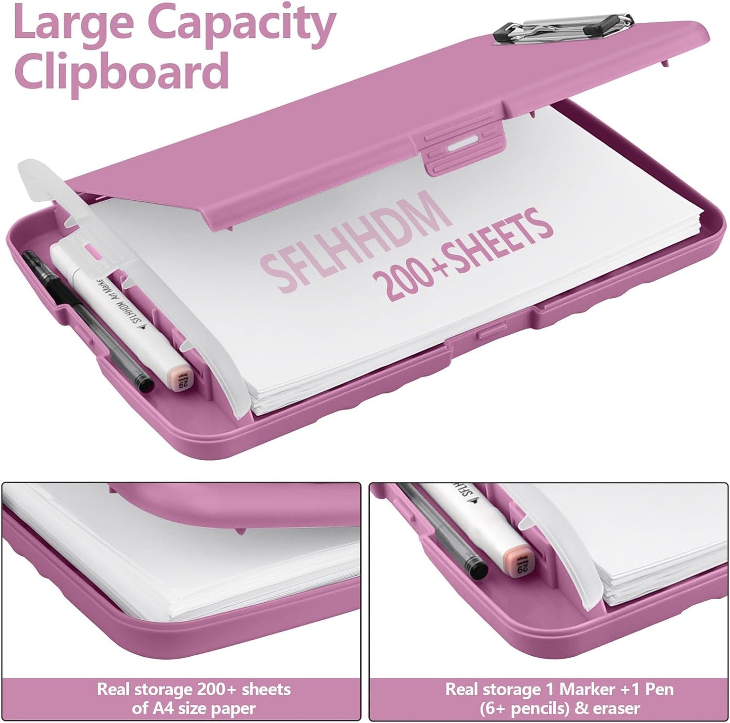 SFLHHDM Purple Clipboard, Clip Boards 8.5x11, Teacher Clipboards with Storage, Plastic Clipboard with Pen Holder, Clipboards Storage for Women Teachers Work, School & Office Supplies