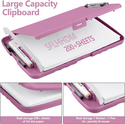 SFLHHDM Purple Clipboard, Clip Boards 8.5x11, Teacher Clipboards with Storage, Plastic Clipboard with Pen Holder, Clipboards Storage for Women Teachers Work, School & Office Supplies