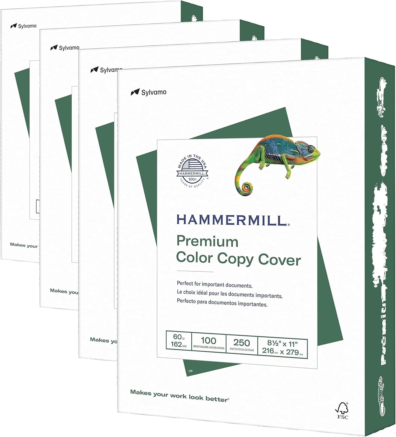 Hammermill Cardstock, Premium Color Copy, 60 lb, 8.5 x 11-100 Bright, Made in the USA Card Stock, 122549R, White - 1 Pack (250 Sheets)