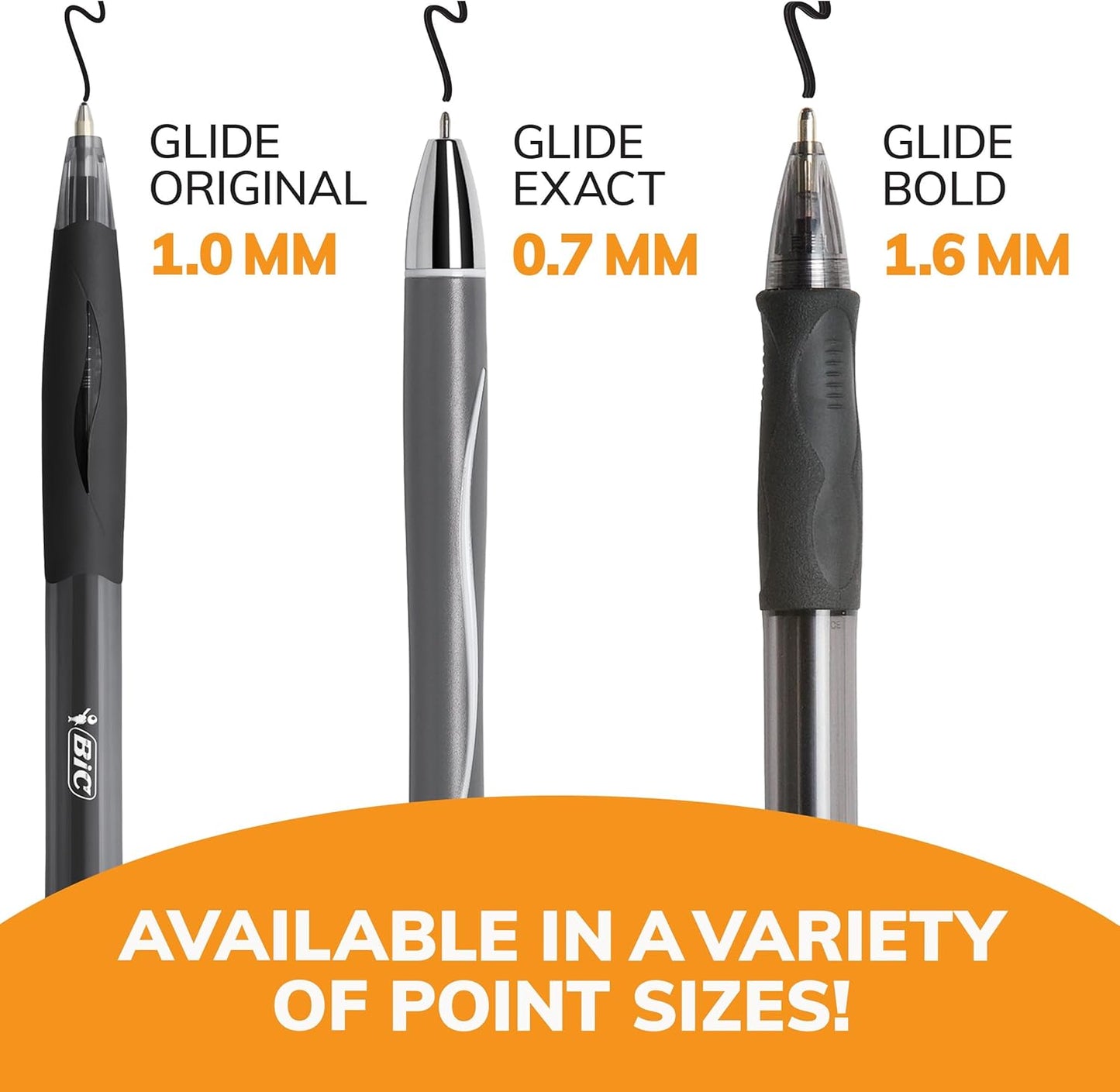 BIC Glide Black Retractable Ballpoint Pens, Medium Point (1.0mm), 12-Count Pack, Ultra Smooth Writing Black Pens