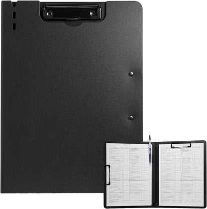 FRETONBA Clipboard Folder, A4 Foldable Clipboard with Horizontal and Vertical Double Metal Clips, 360 Degree Foldable Binder Clipboards with Pen Holder, File Cover Work Folder Clipboards, Green