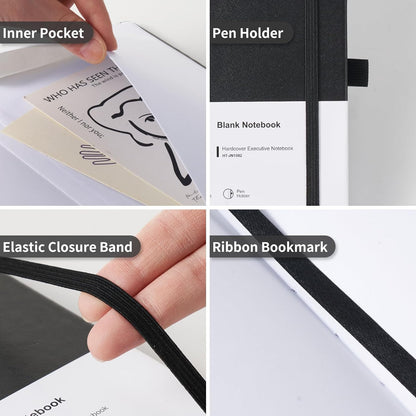 Heture Hardcover Notebooks, A5 Lined Journals Notebook for Writing 160 Pages, 8.2 x 5.5 inch, Classic Ruled Notebooks for College/Work/Travel (Lined-3 Pack, Black)