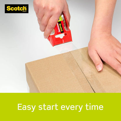 Scotch Sure Start Packing Tape, Clear, Quiet Unwind and Easy Start, Moving Supplies, 1.88 inch x 22.2 Yard, 2 Tape Rolls with Dispensers
