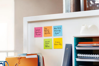 Post-it Super Sticky Lined Notes, 6 Sticky Note Pads, 4 x 4 in., School Supplies, Office Products, Sticky Notes for Vertical Surfaces, Monitors, Walls and Windows, Energy Boost Collection