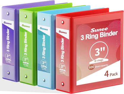 SUNEE 1/2 Inch Binders 3 Ring 10 Pack Bulk, PVC-Free Clear View Half Inch Binders (Fits 8.5x11 Inches) for School, Office & Home Use, White